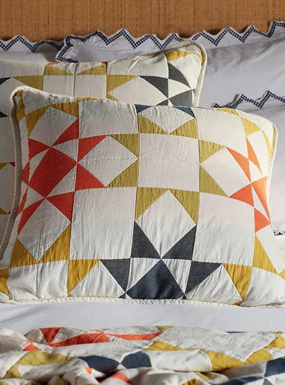 Glassette Stella Quilted 100% Cotton Cushion Cover The Secret Linen Store