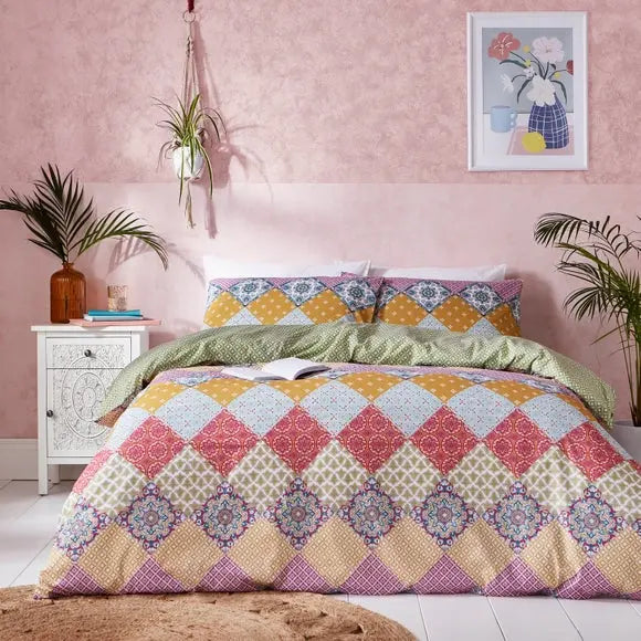 Global Patchwork Duvet Cover and Pillowcase Set Dunelm