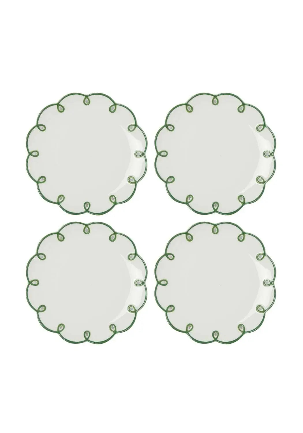 Glorious Green Scalloped Side Plates - Set of 4 Casa by Josephine Jenno