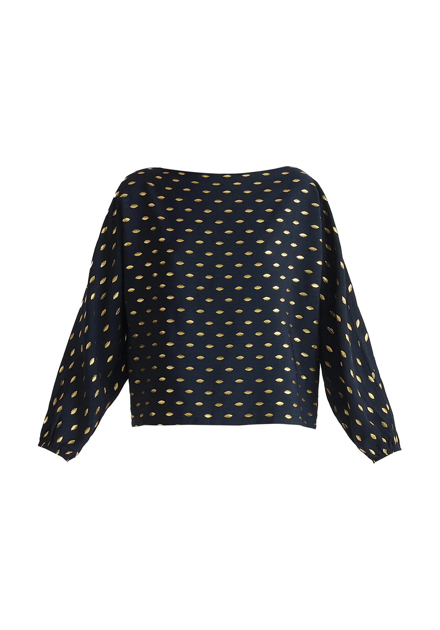 Gold Foil Print Boat Neck Top Paisie