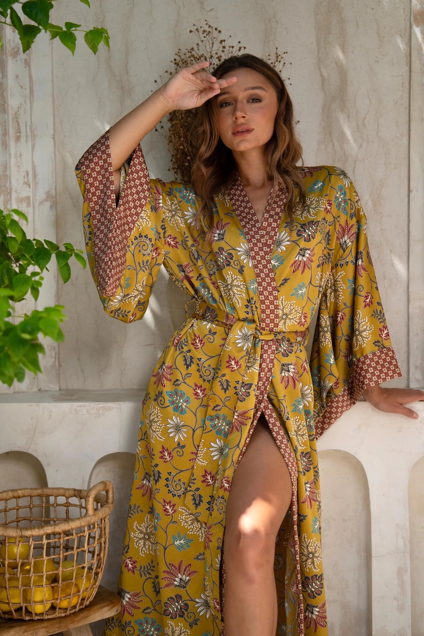 Gold Silk Satin Goddess Kimono Robe SUKARA