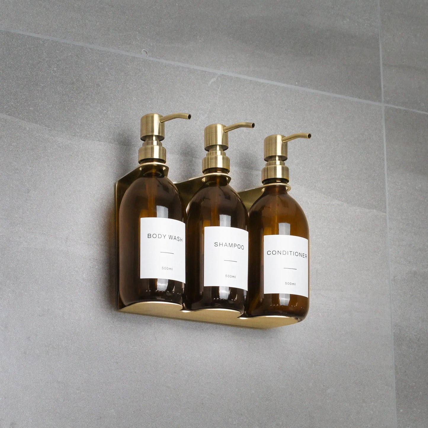Gold Wall Bracket & Amber Glass Dispenser Set Namie Home