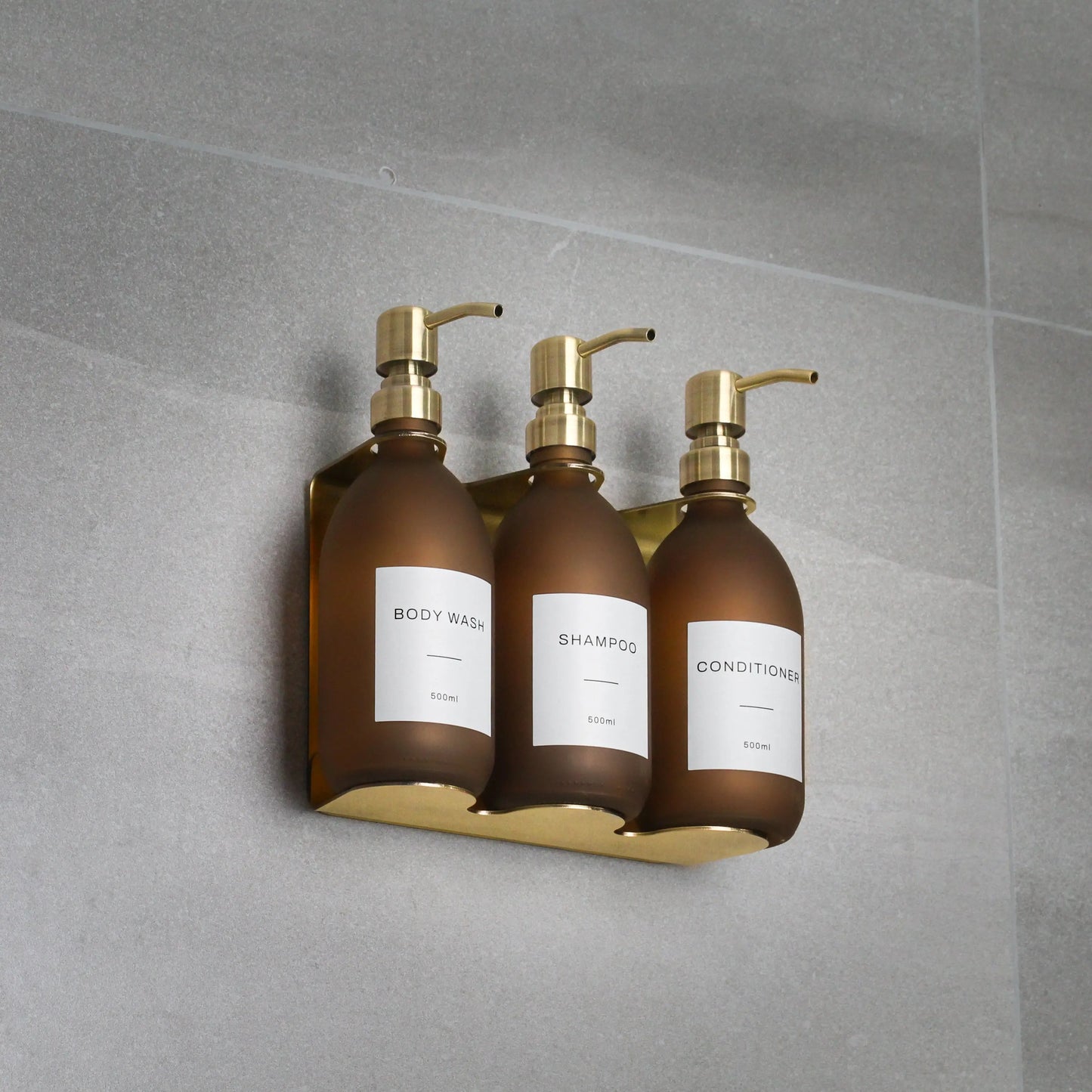 Gold Wall Bracket & Frosted Amber Glass Dispenser Set Namie Home