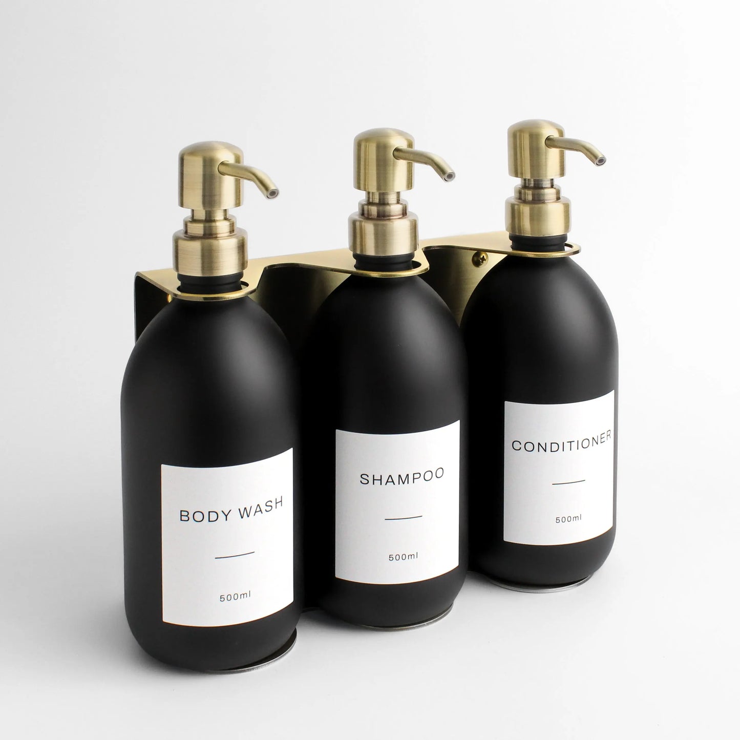 Gold Wall Bracket & Matte Black Dispenser Set Namie Home