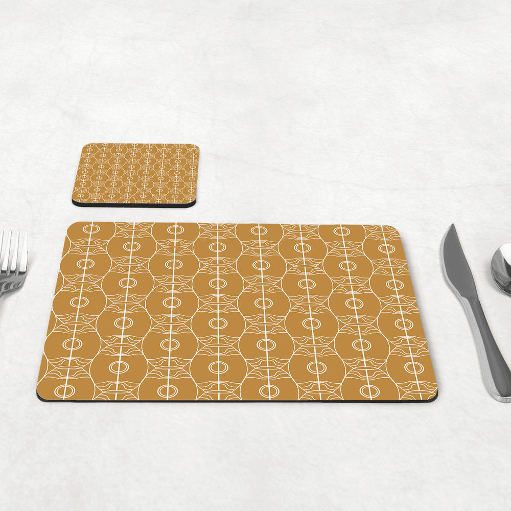 Gold Art Nouveau Retro Geometric Placemats, Set of 4 or Set of 6 Shadow bright