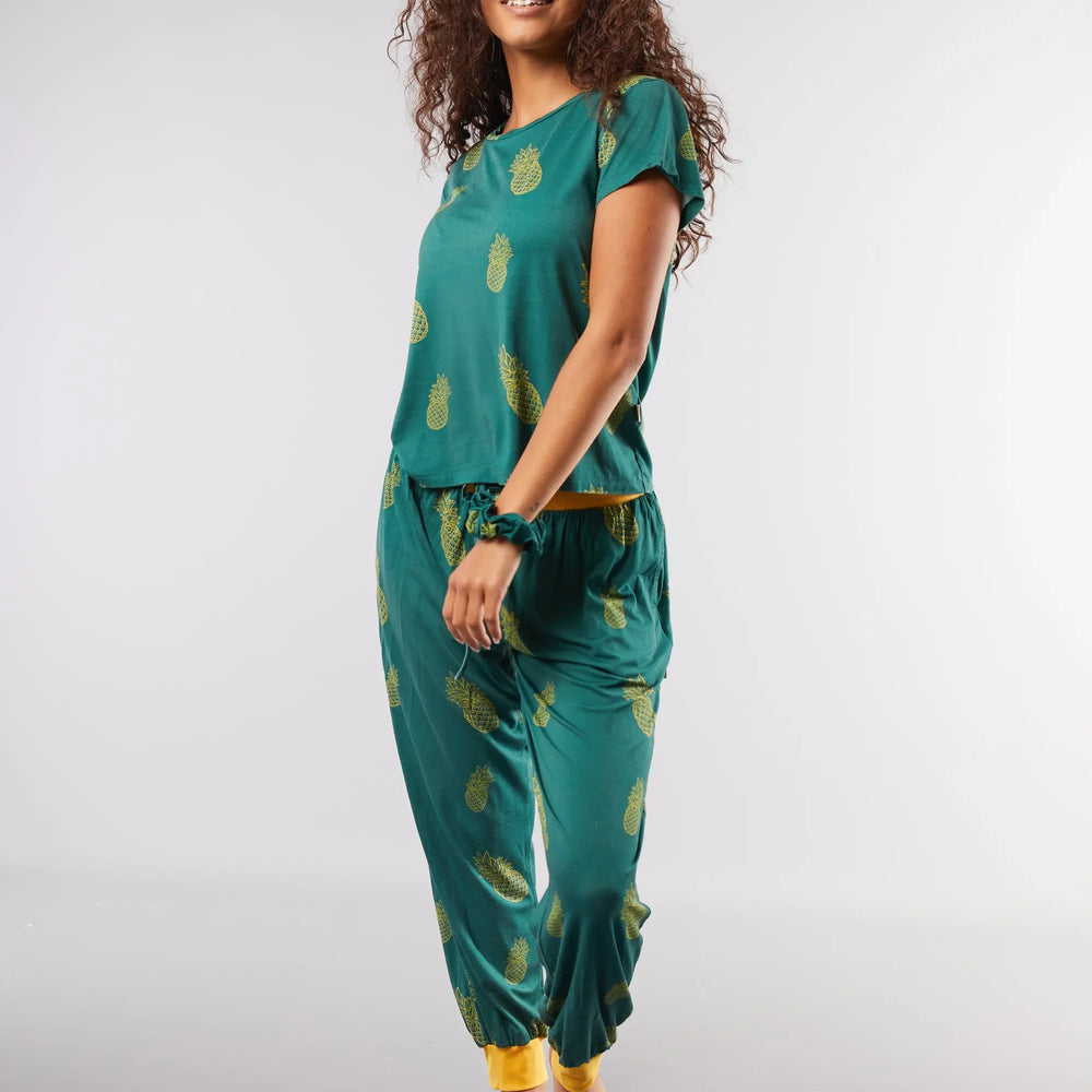 Golden Pineapple II T-Shirt Pyjama Trouser Set Cosy Collective