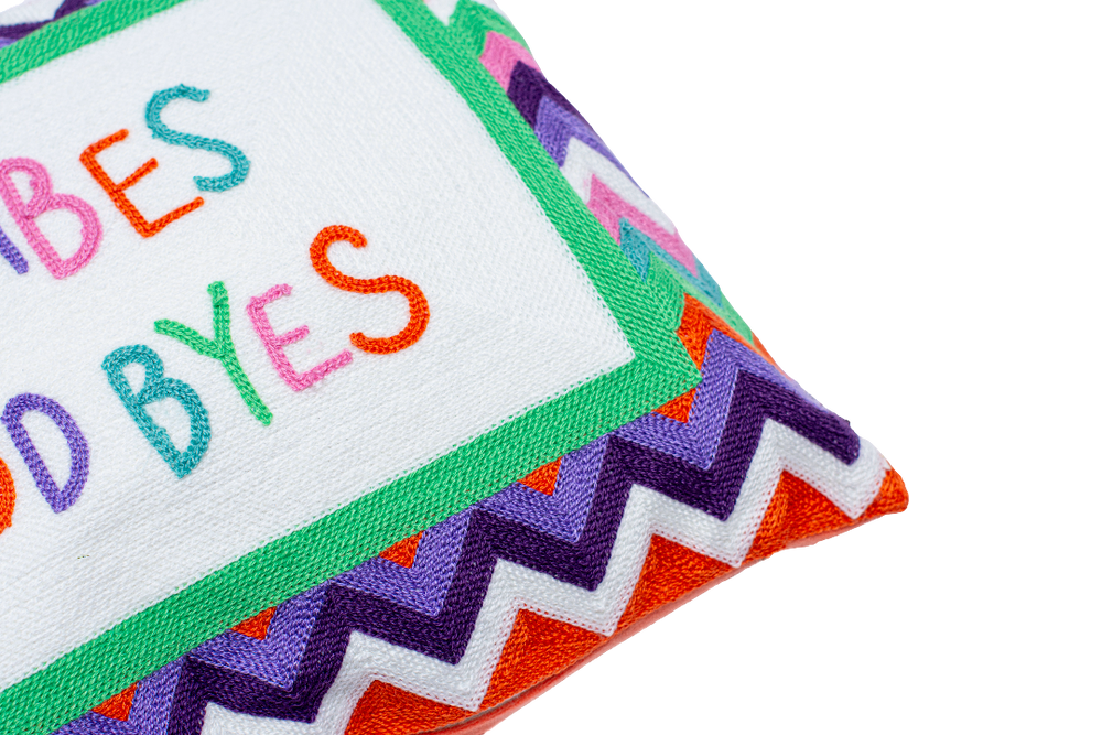 Good Vibes or Good Byes Needlepoint Pillow The Pillow Drop