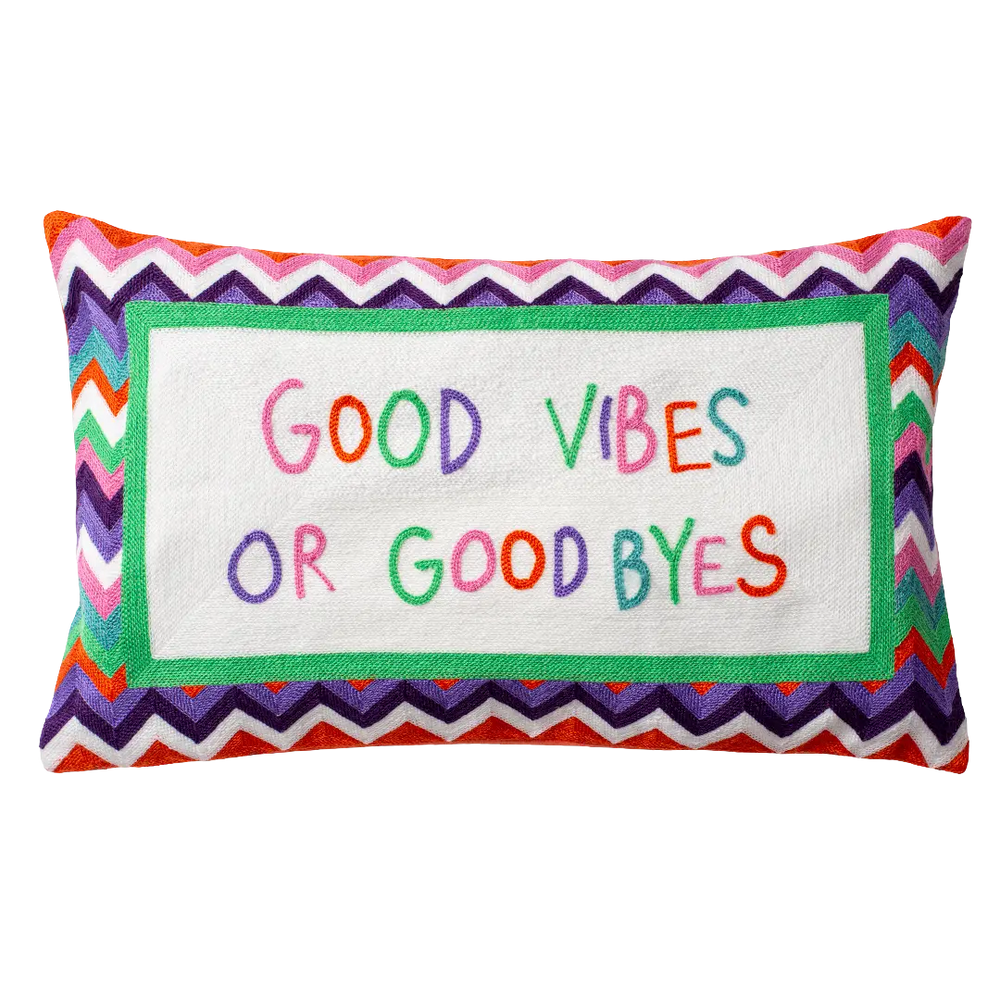 Good Vibes or Good Byes Needlepoint Pillow The Pillow Drop