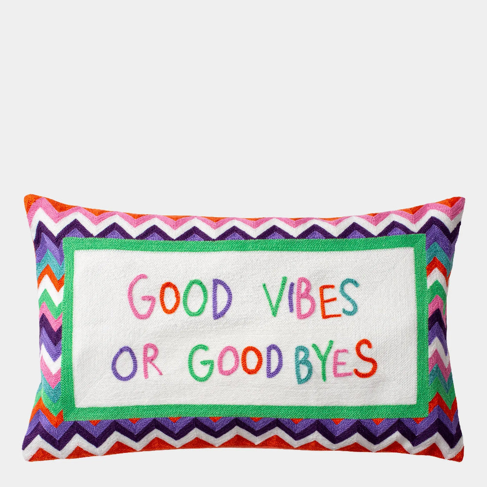Good Vibes or Good Byes Needlepoint Pillow The Pillow Drop