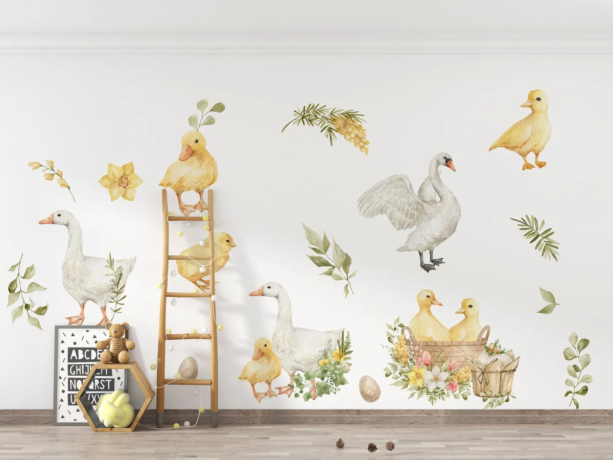 Goose Wall Decals | Watercolor Geese Wall Stickers | Farm Animals Decals | Kids Room Decor ClickWalls