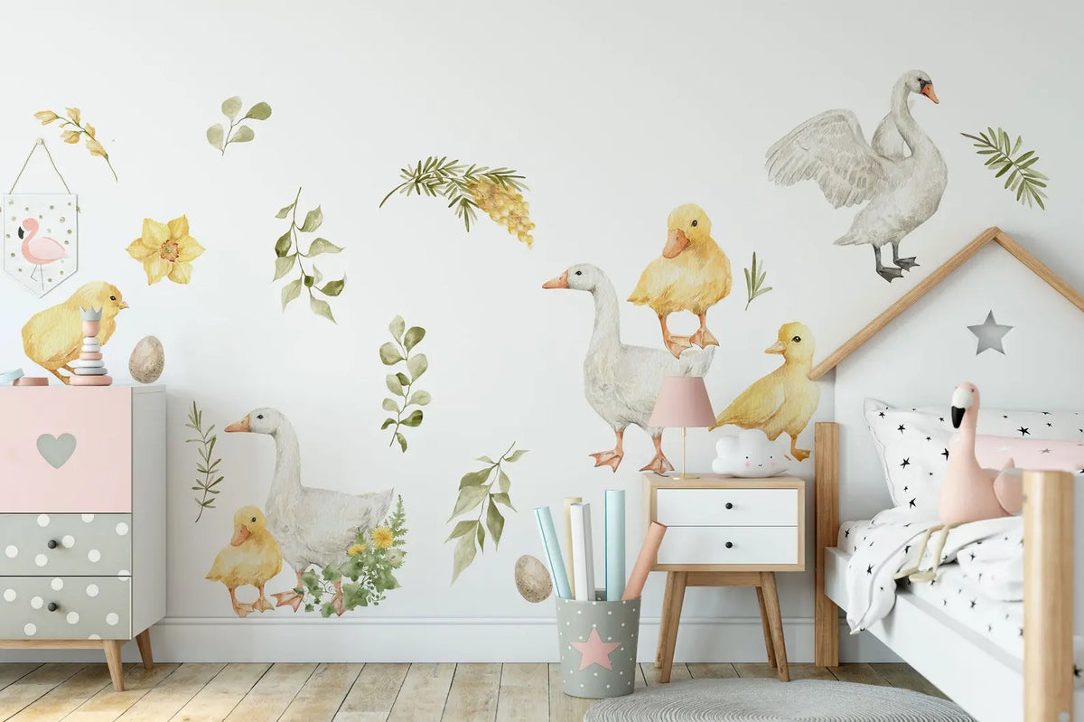 Goose Wall Decals | Watercolor Geese Wall Stickers | Farm Animals Decals | Kids Room Decor ClickWalls