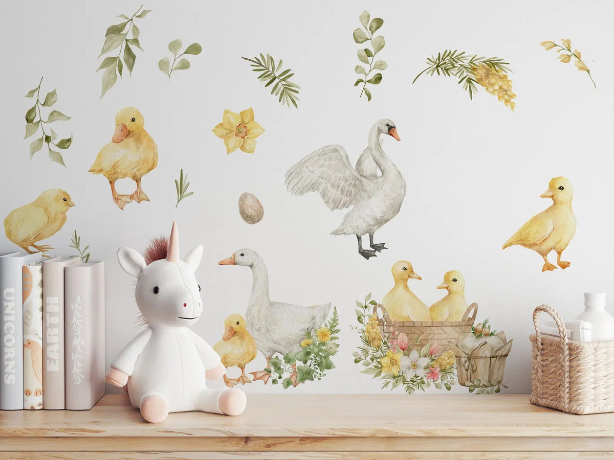 Goose Wall Decals | Watercolor Geese Wall Stickers | Farm Animals Decals | Kids Room Decor ClickWalls