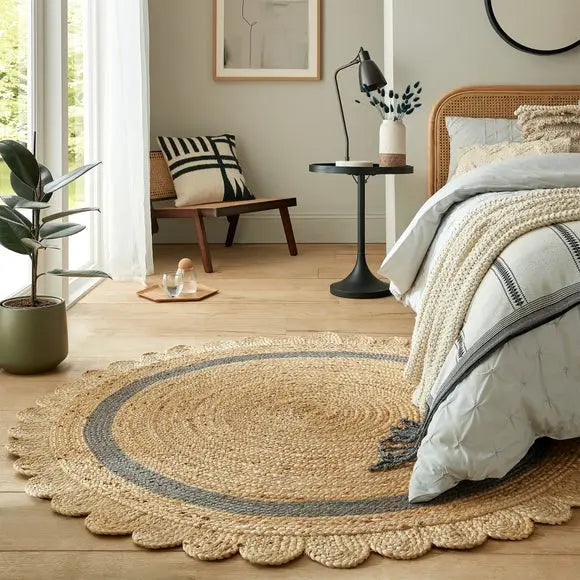 Grace Jute Scallop Round Rug Dunelm