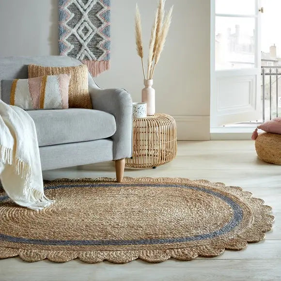 Grace Oval Jute Rug Dunelm