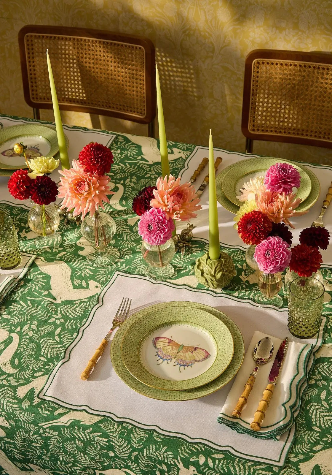 Green Apple Lace Plate Butterfly Side/Pudding Plates  - Set of 4 Casa by Josephine Jenno