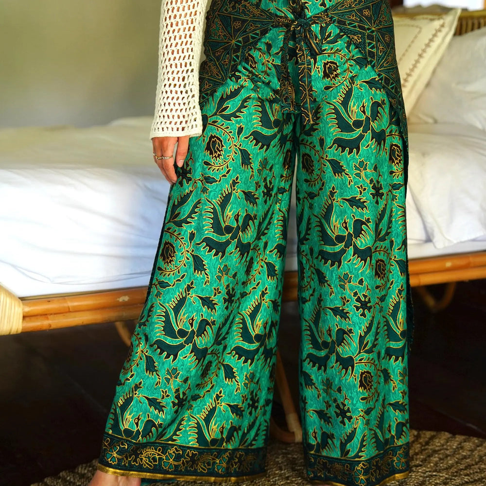 Green Batik Wrap Around Trousers SUKARA