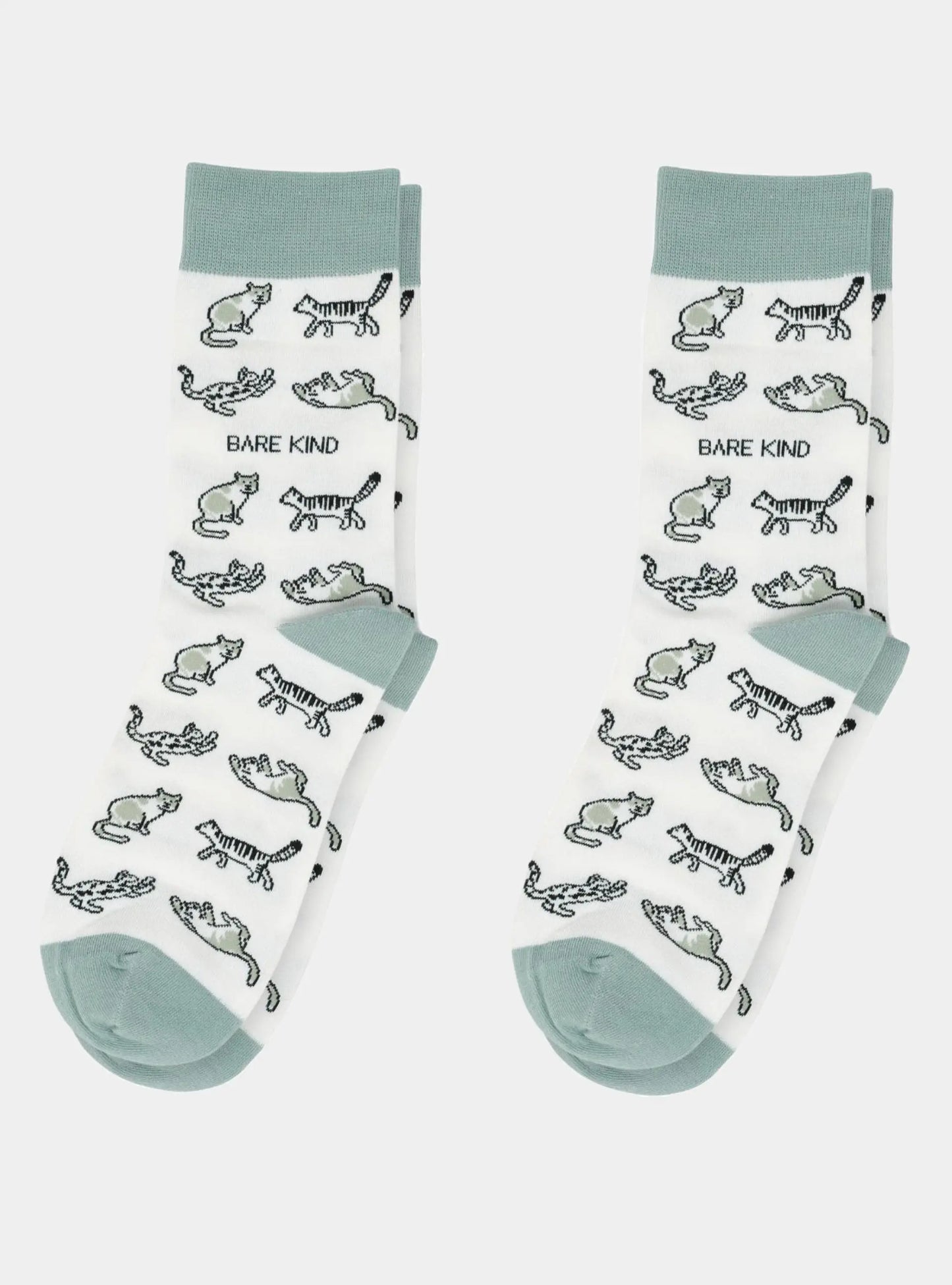 Green Cat Pet Pair Bamboo Sock Set Bare Kind