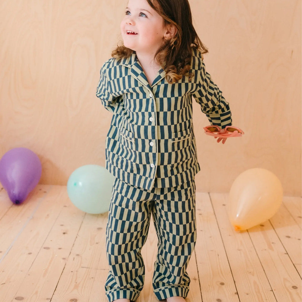 Green Checkerboard Cotton Pyjamas TartanBlanketCo