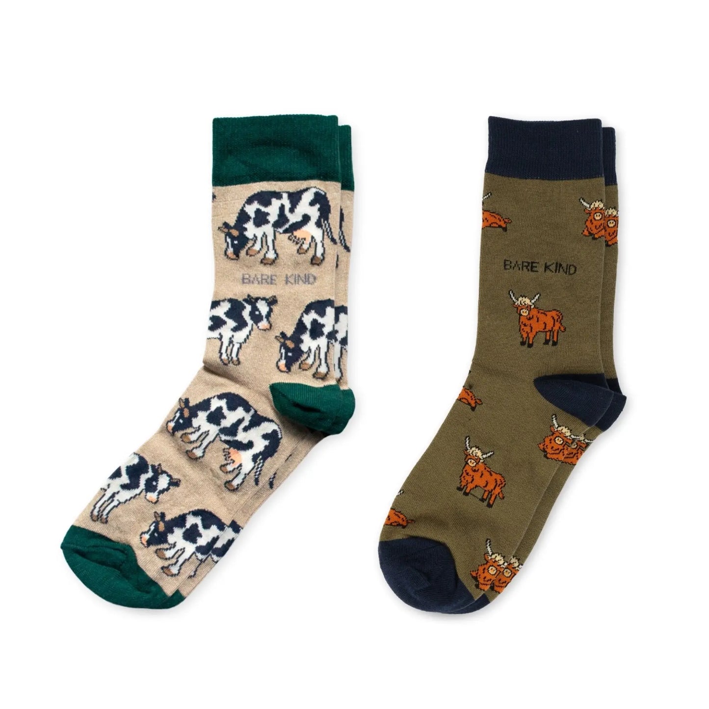 Green Cow Bundle of 2 Bamboo Sock Set Bare Kind