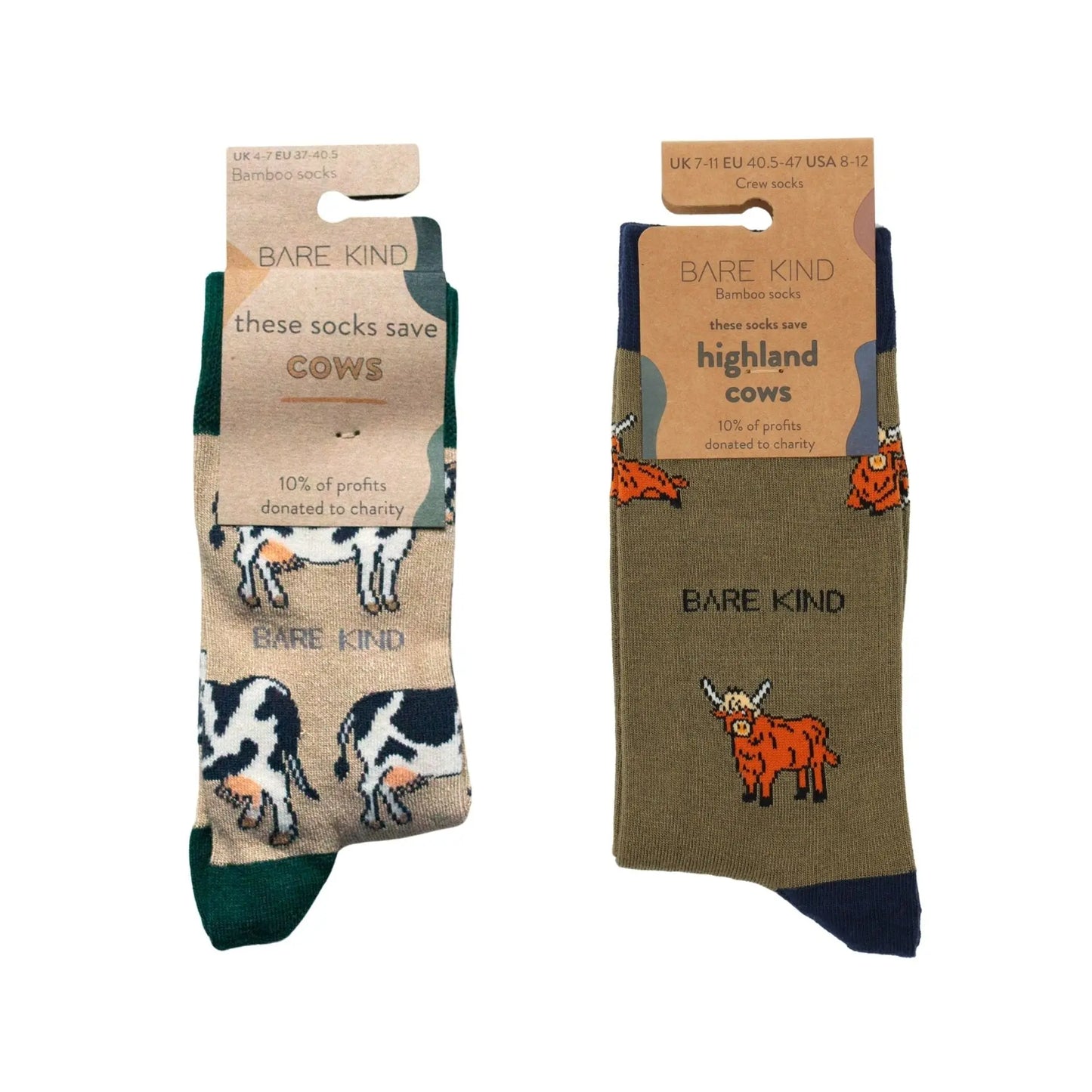 Green Cow Bundle of 2 Bamboo Sock Set Bare Kind