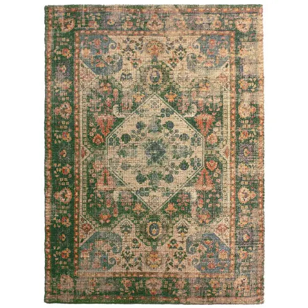 Green Dua Jute Traditional Rug Dunelm
