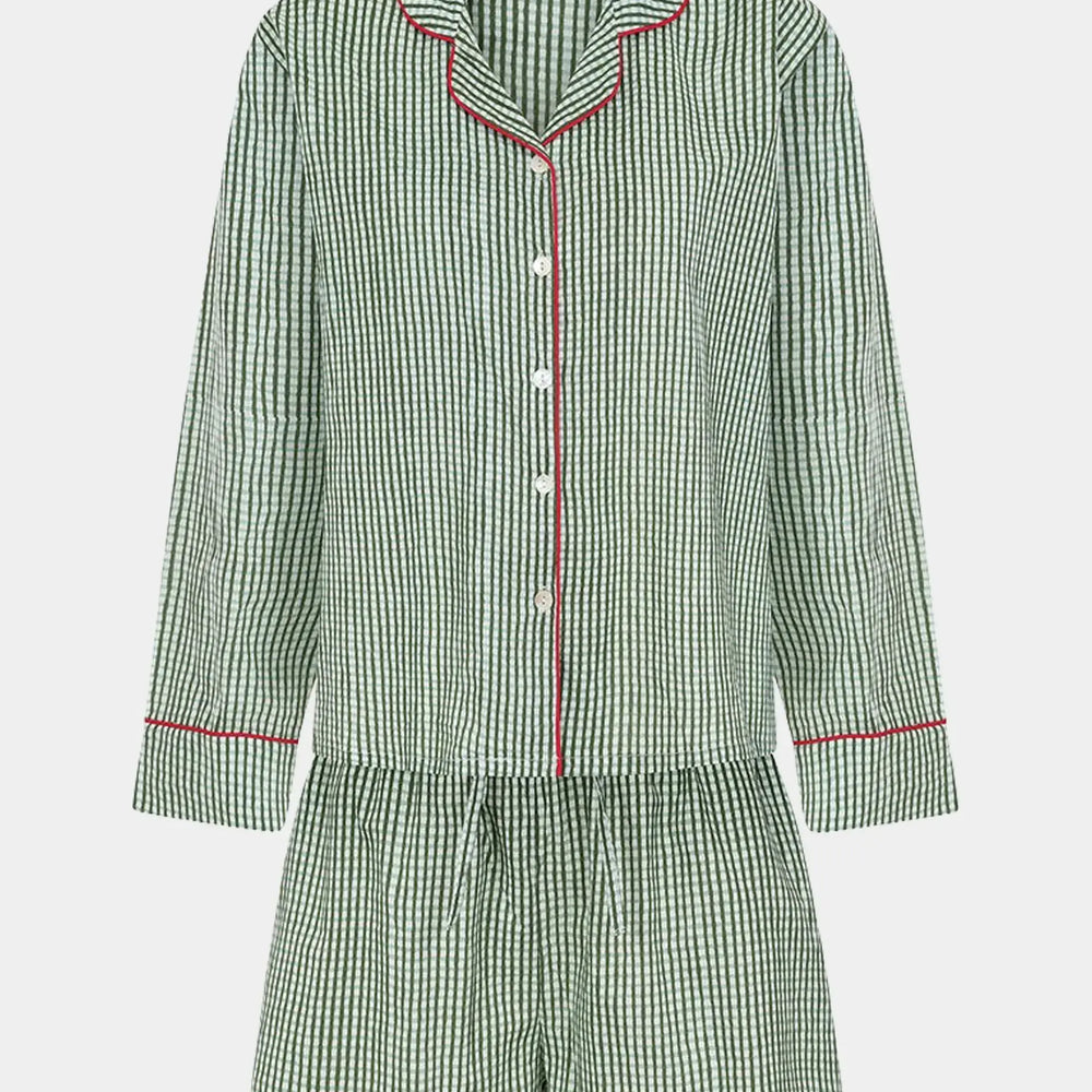Green Gingham Women's Pyjama Short Set Madder & More