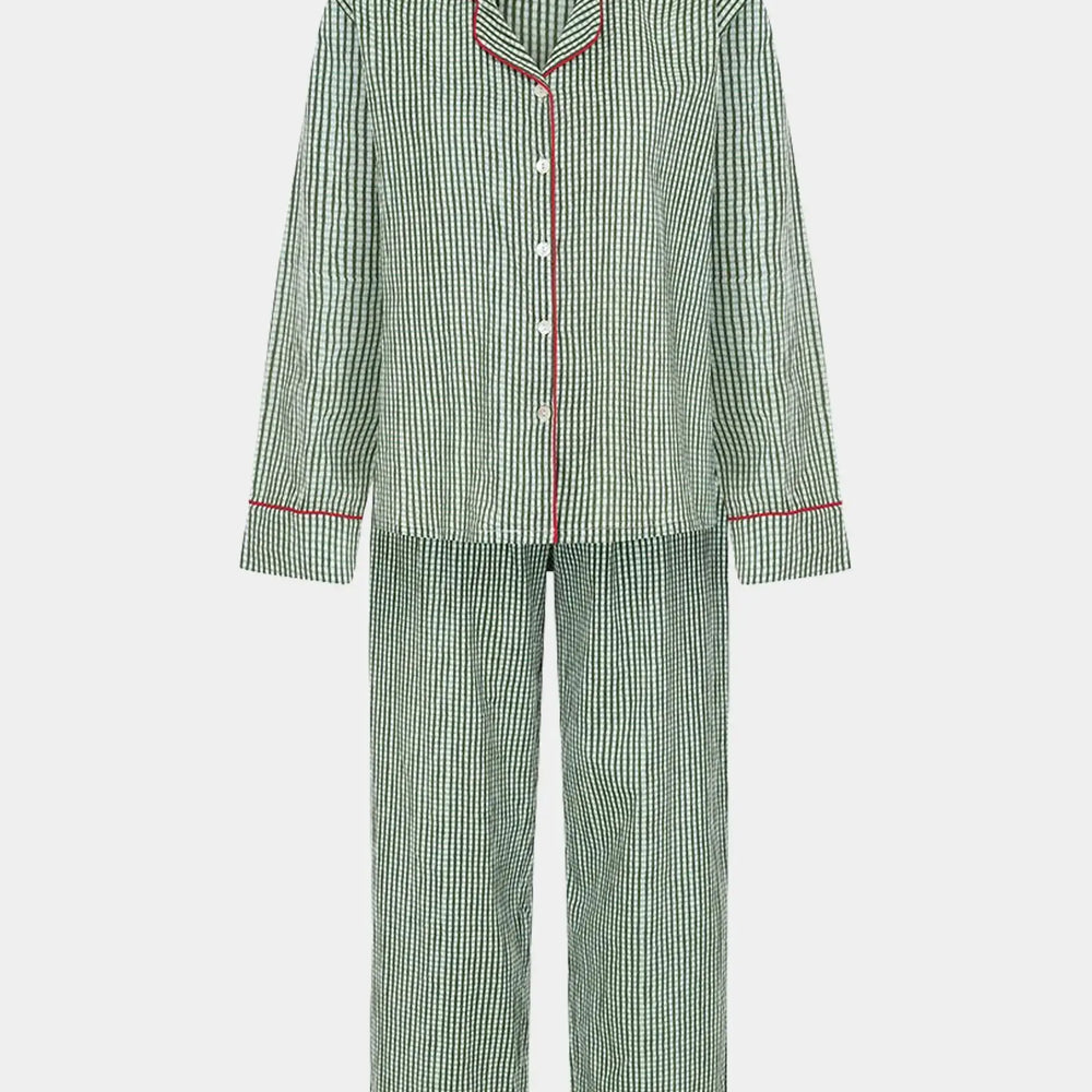 Green Gingham Women's Pyjama Trouser Set Madder & More