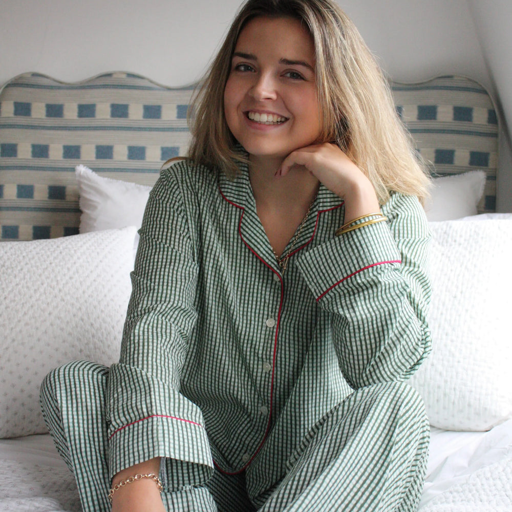 Green Gingham Women's Pyjama Trouser Set Madder & More