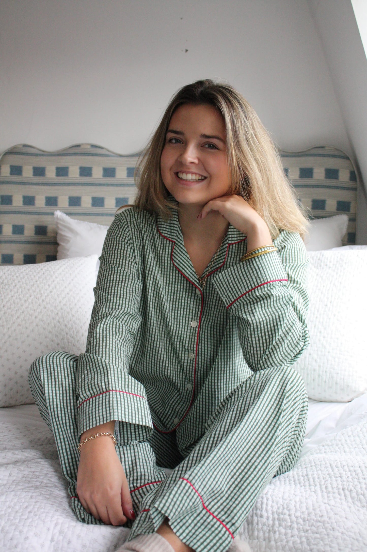 Green Gingham Women's Pyjama Trouser Set Madder & More