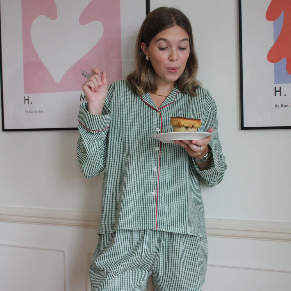 Green Gingham Women's Short Pyjama Set Madder & More