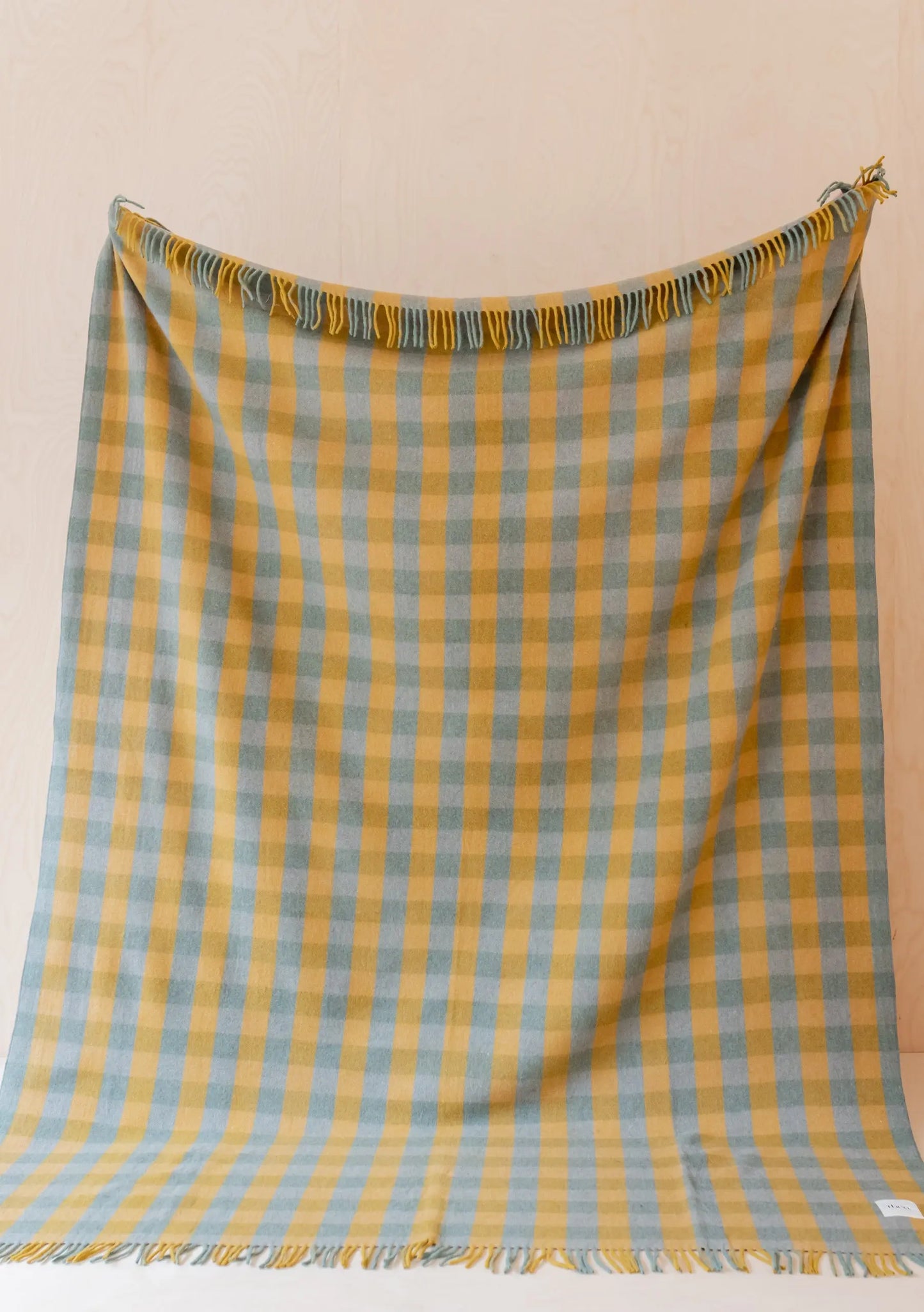 Green Gingham Wool Blanket TartanBlanketCo
