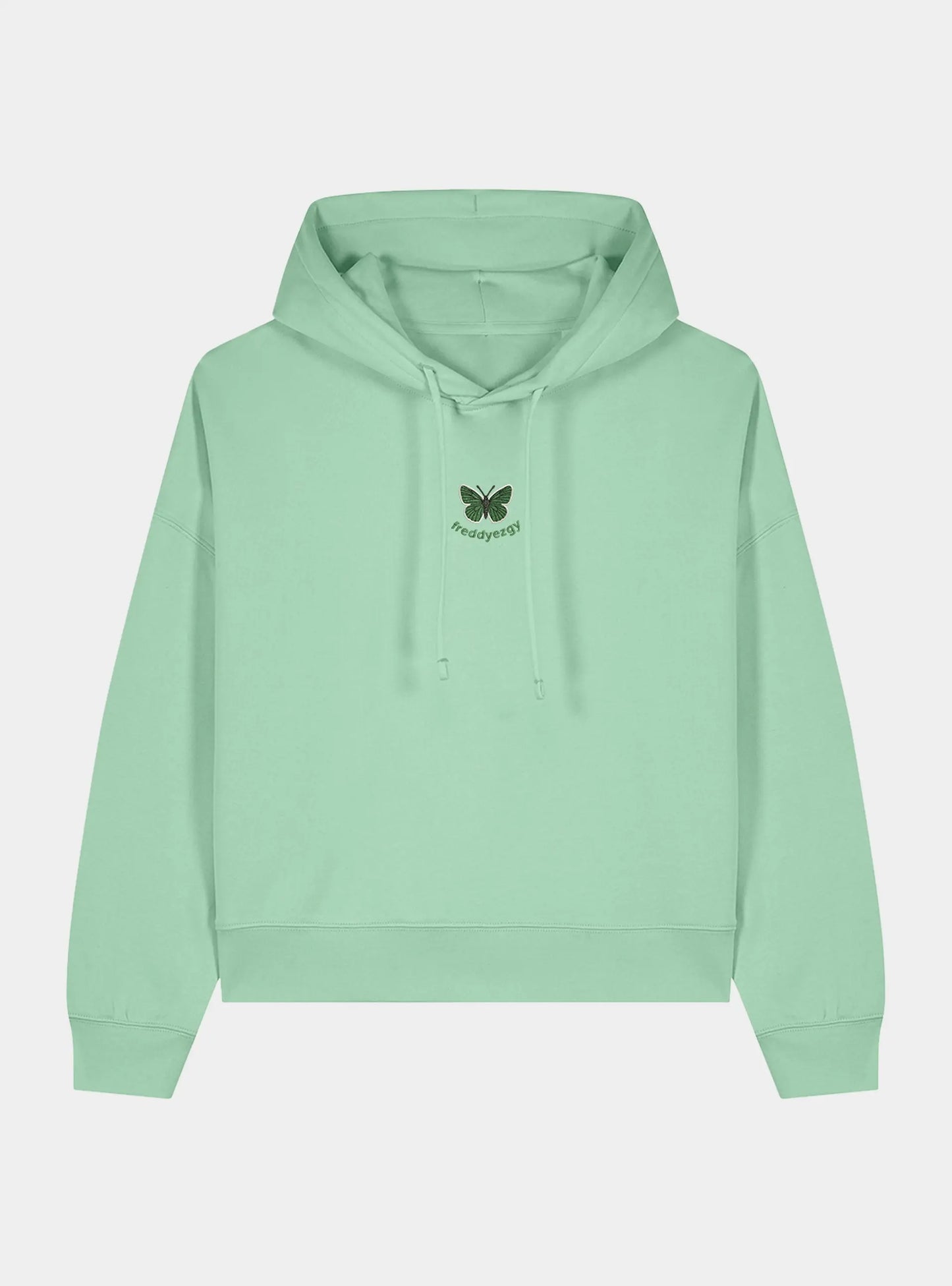 Green Hairstreak Butterfly Cropped Hoodie - Butterfly - Unisex Relaxed Fit Freddyezgy