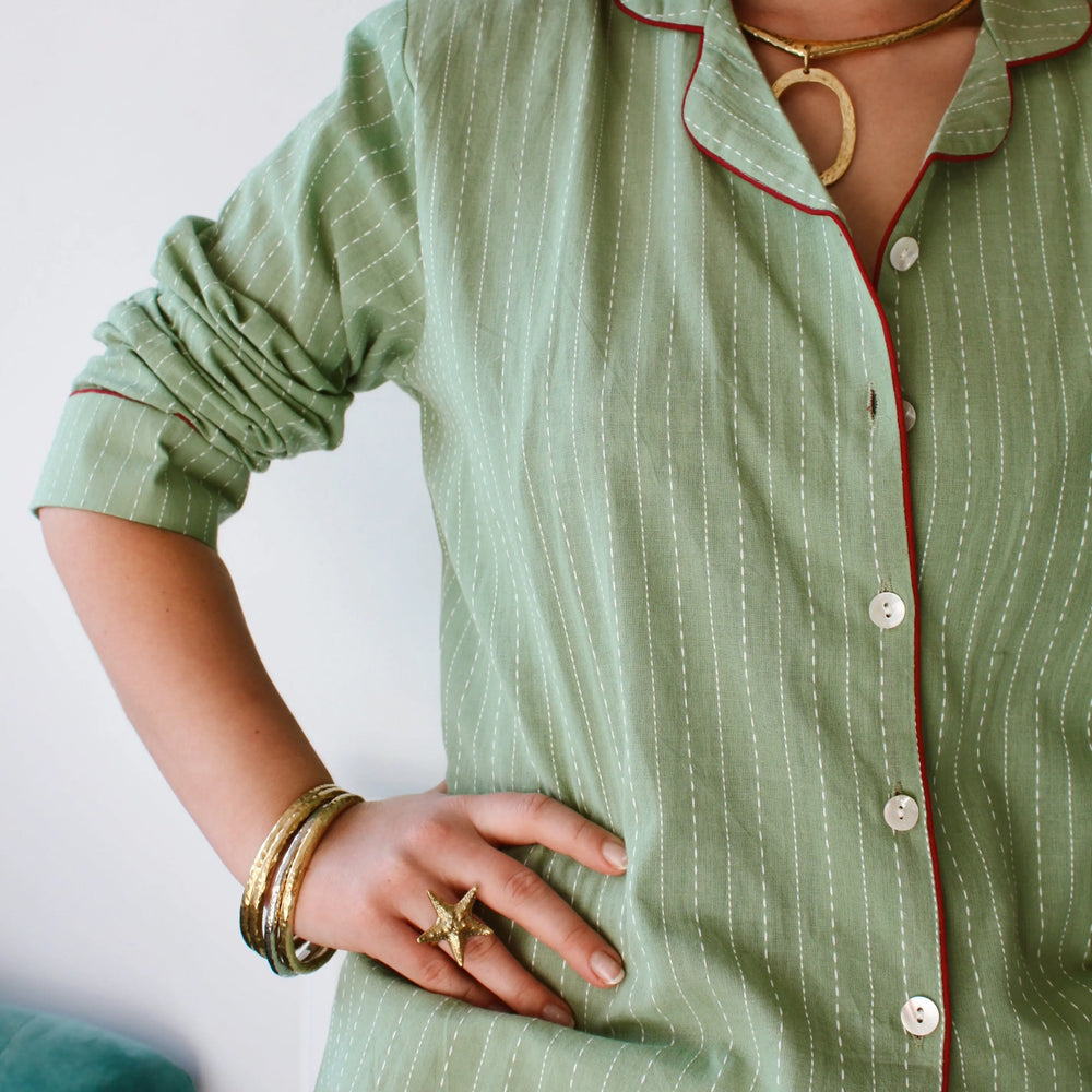 Green Handloom Women's Pyjama Trouser Set Madder & More