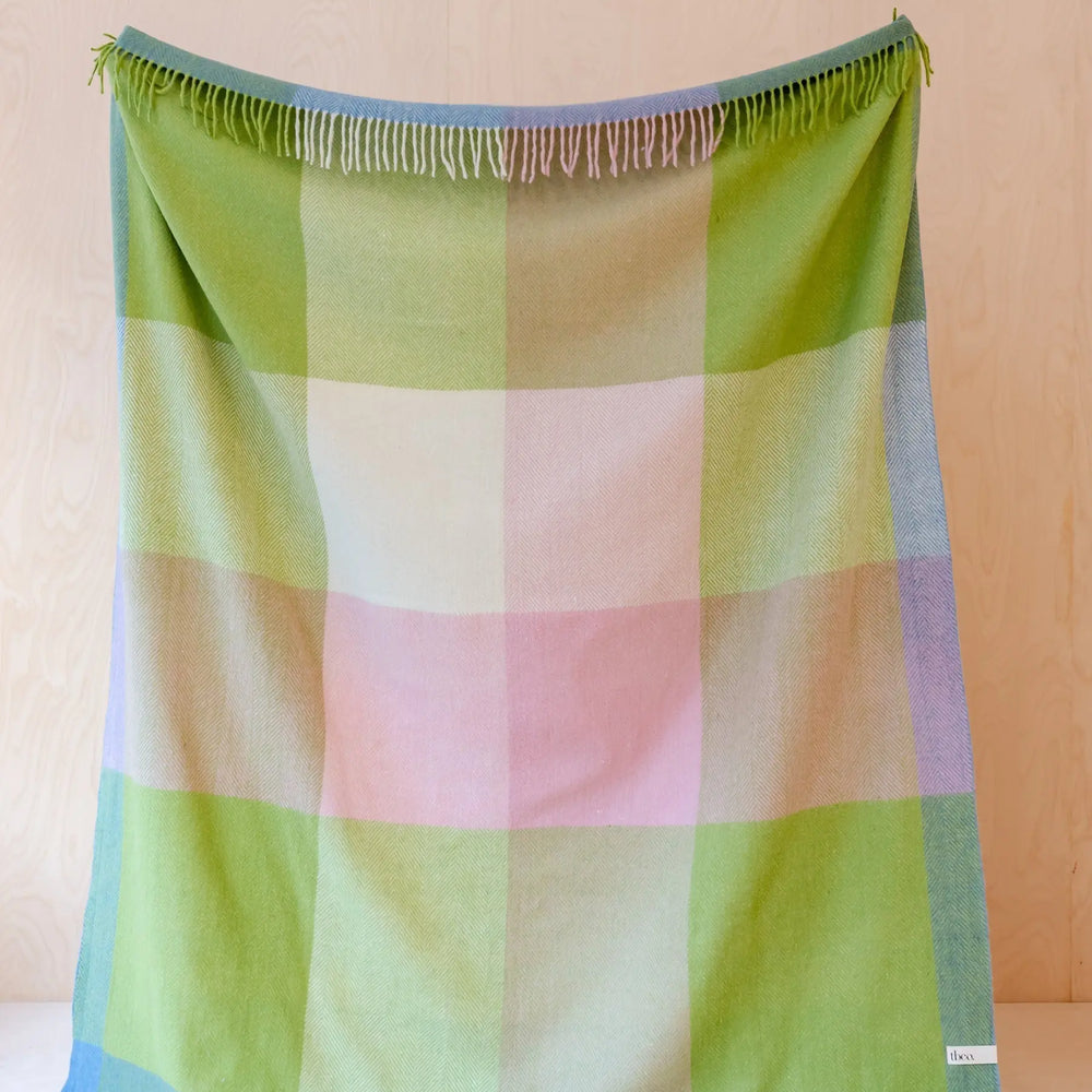 Green Herringbone Wool Blanket TartanBlanketCo