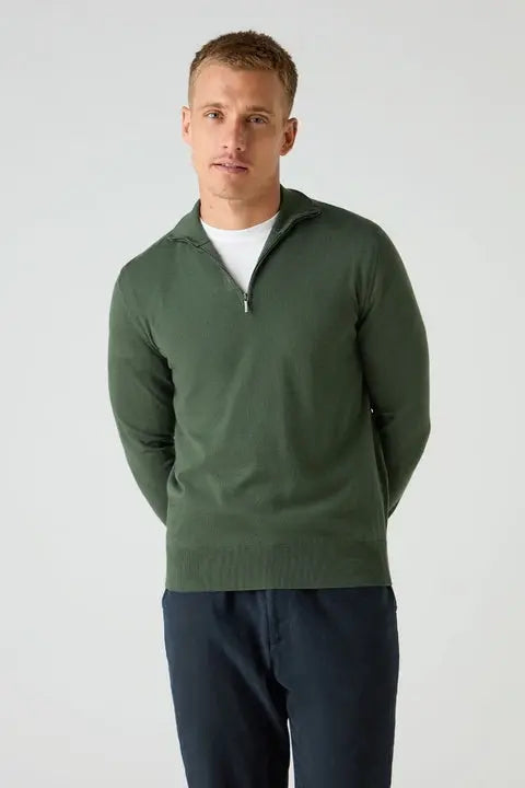 Green Merino Henley Jumper Bamford