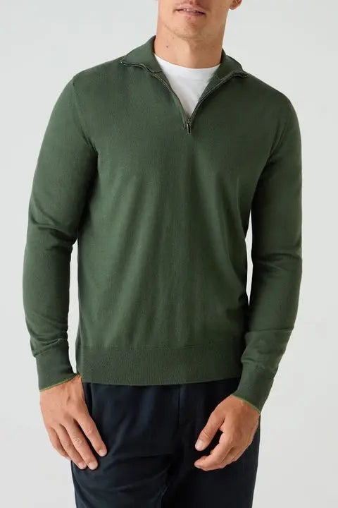 Green Merino Henley Jumper Bamford