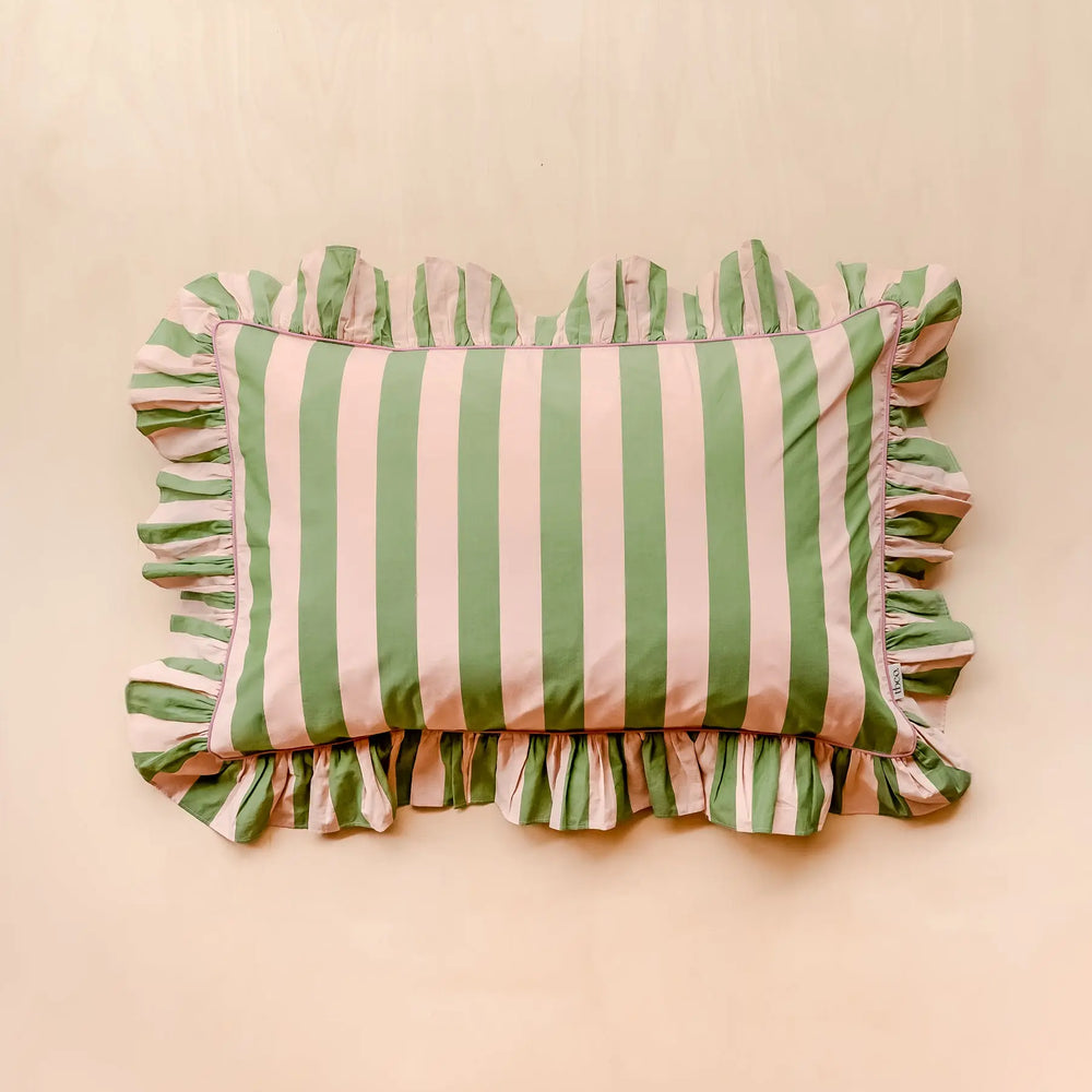 Green Stripe Cotton Pillowcases TartanBlanketCo