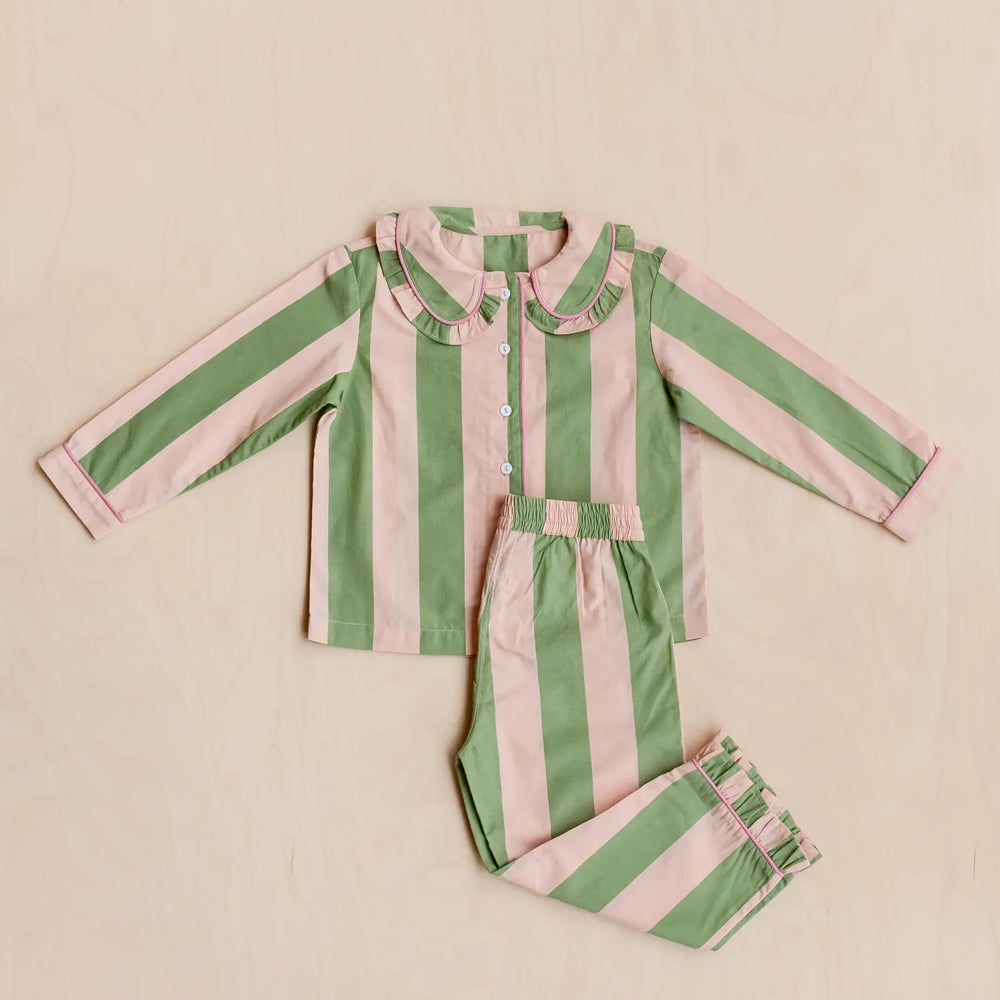 Green Stripe Cotton Pyjamas TartanBlanketCo