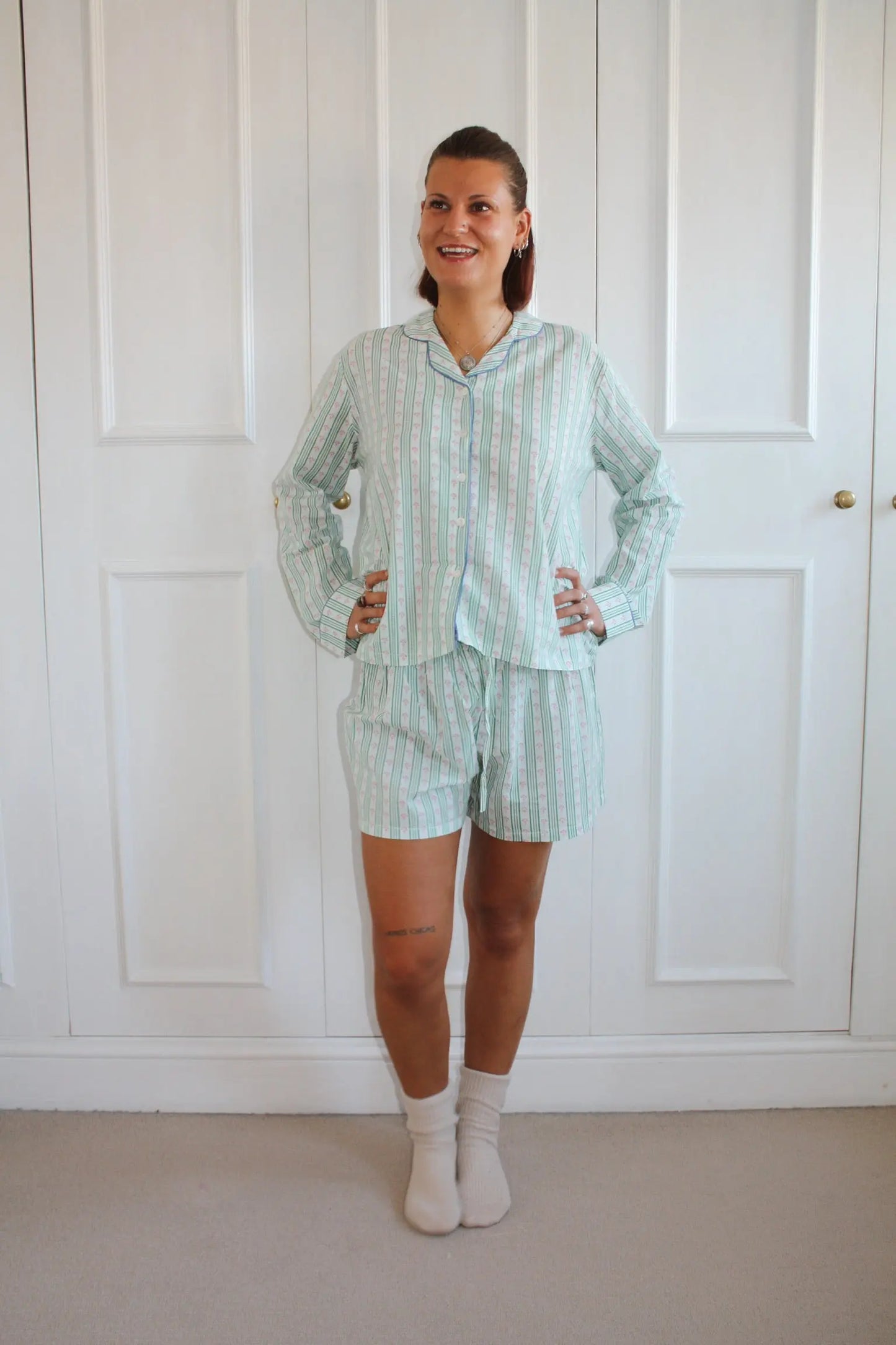 Green Stripe Short Pyjama Set Madder & More