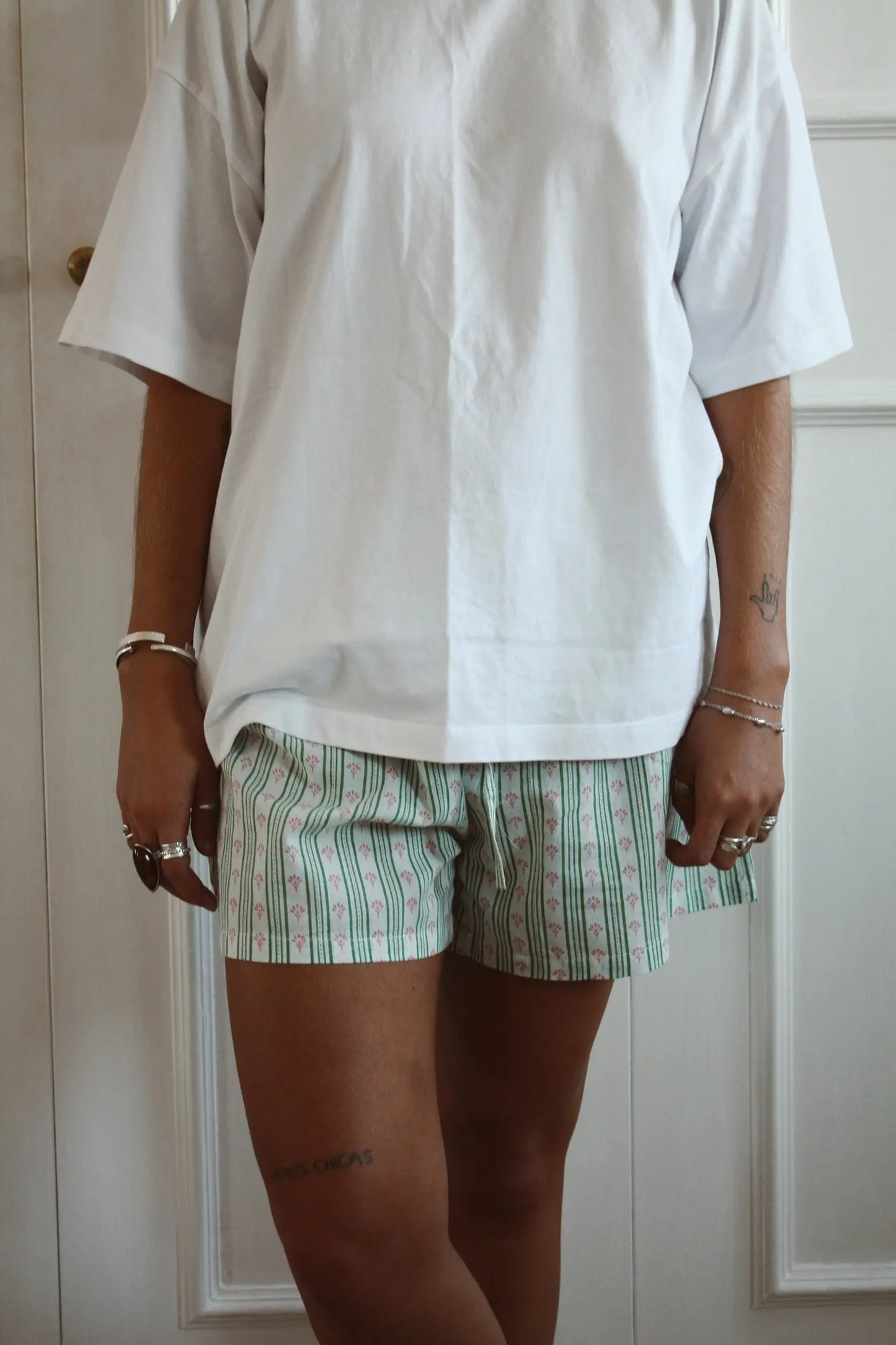 Green Stripe Women's Pyjama Shorts Madder & More
