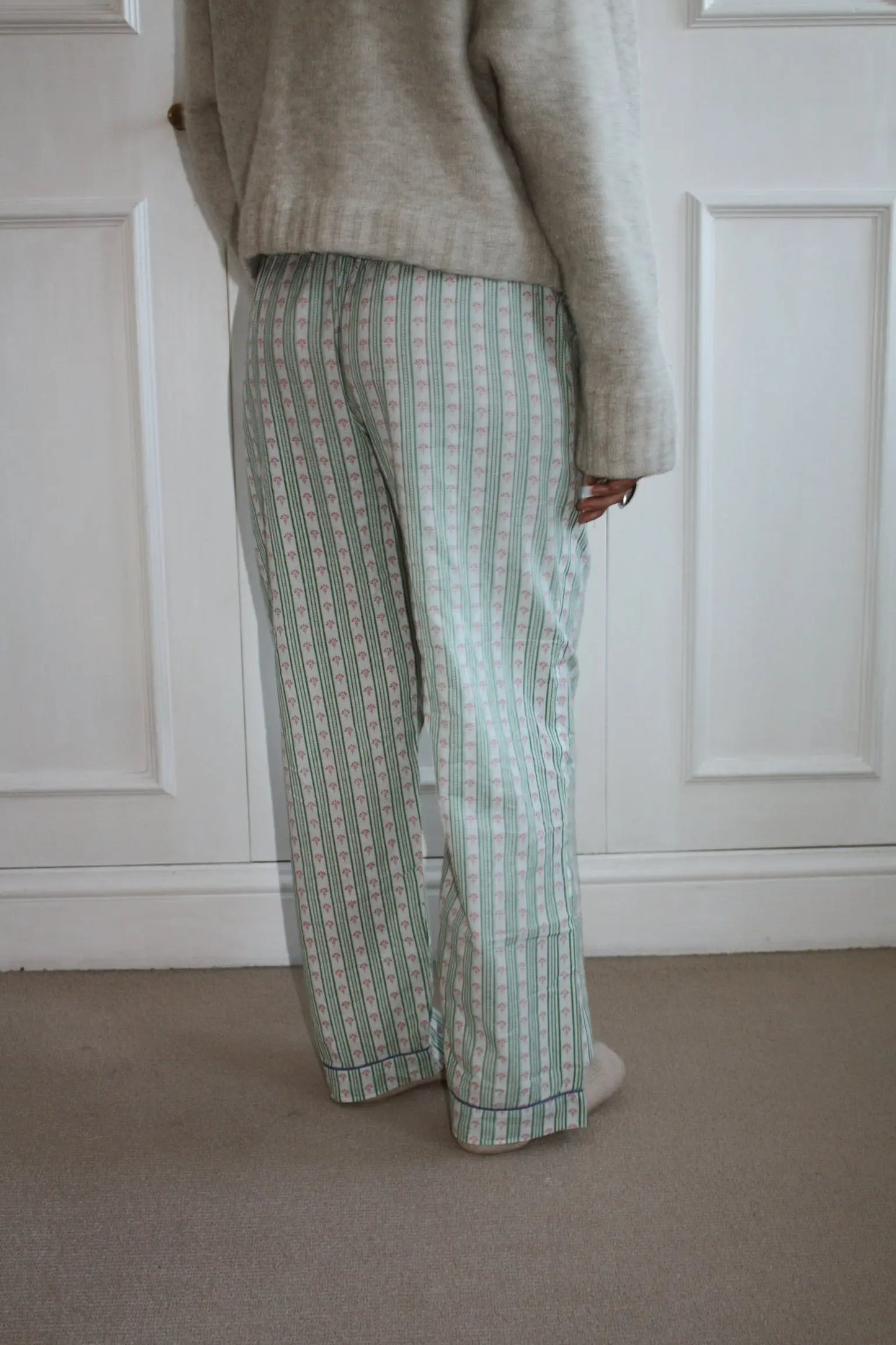 Green Stripe Women's Pyjama Trousers Madder & More