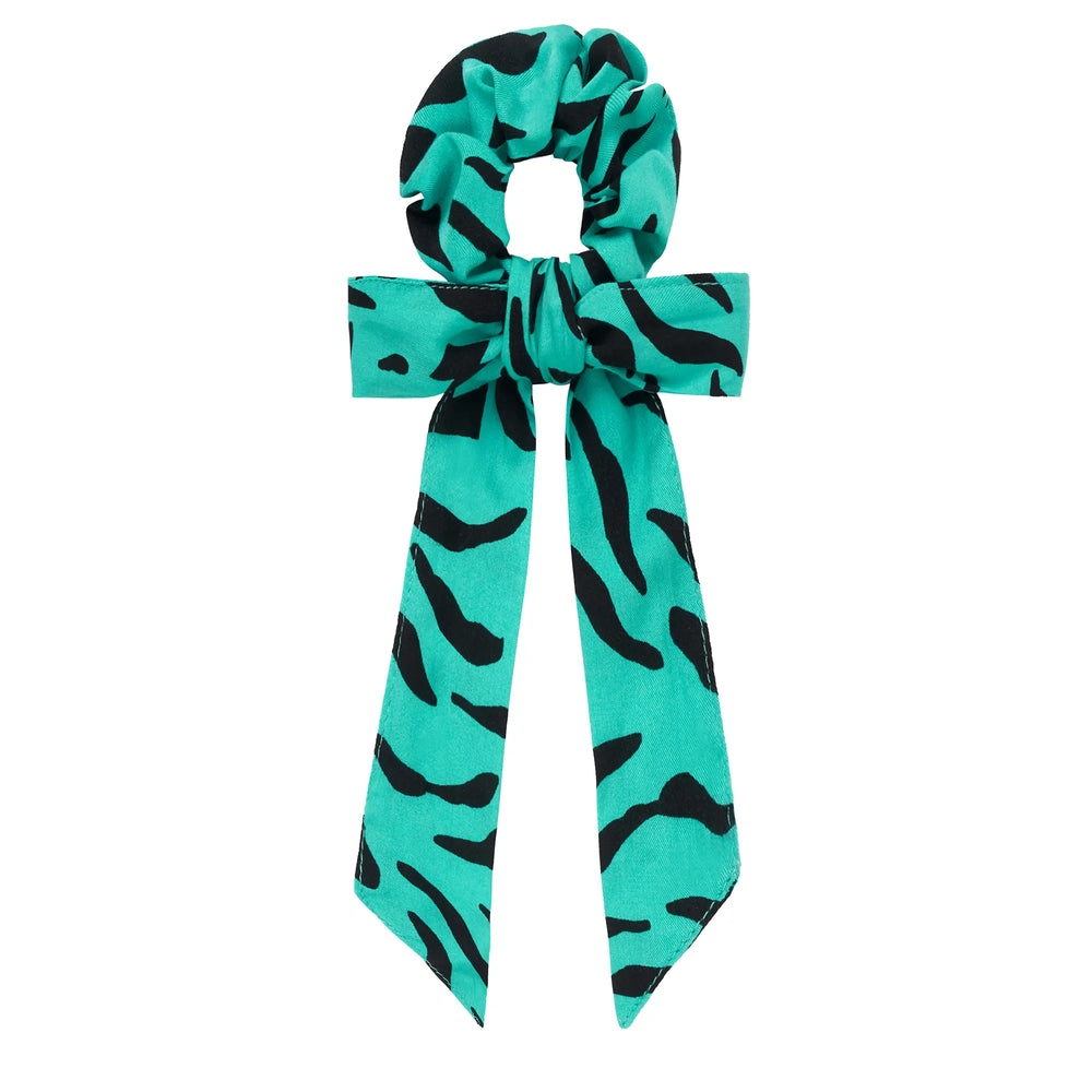 Green with Black Zebra Bow Scrunchie Scamp & Dude