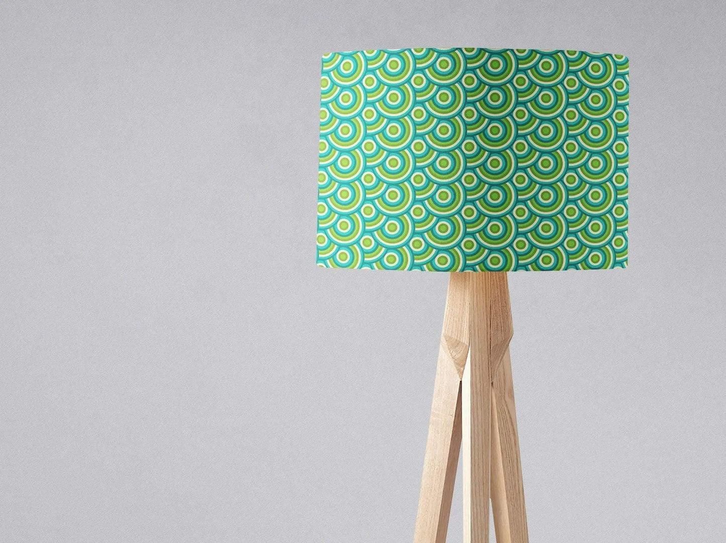 Green with a 70's Retro Circles DesignLampshade, Ceiling or Table Lamp Shade Shadow bright