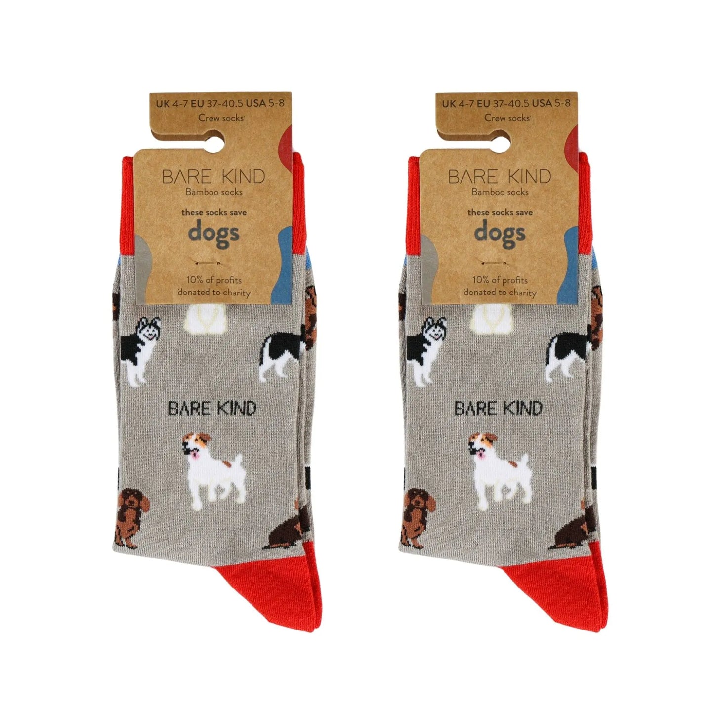 Grey Dog Pet Pair Bamboo Sock Set Bare Kind