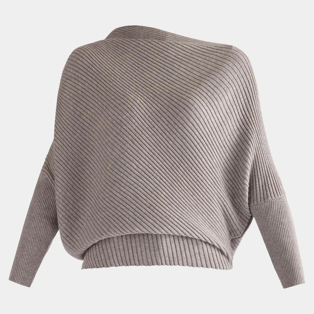 Grey Draped Knitted Jumper Paisie