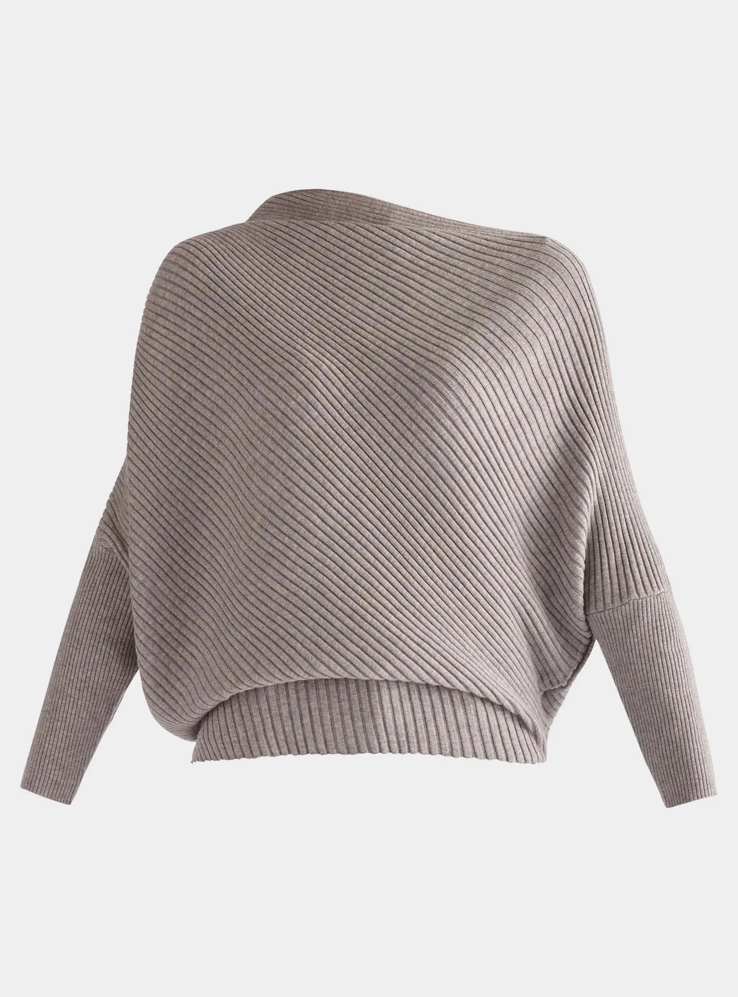 Grey Draped Knitted Jumper Paisie
