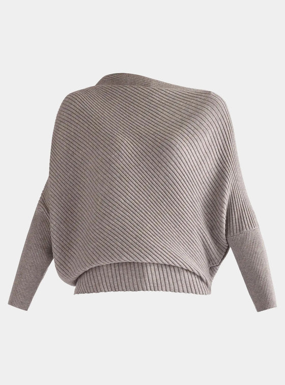 Grey Draped Knitted Jumper Paisie