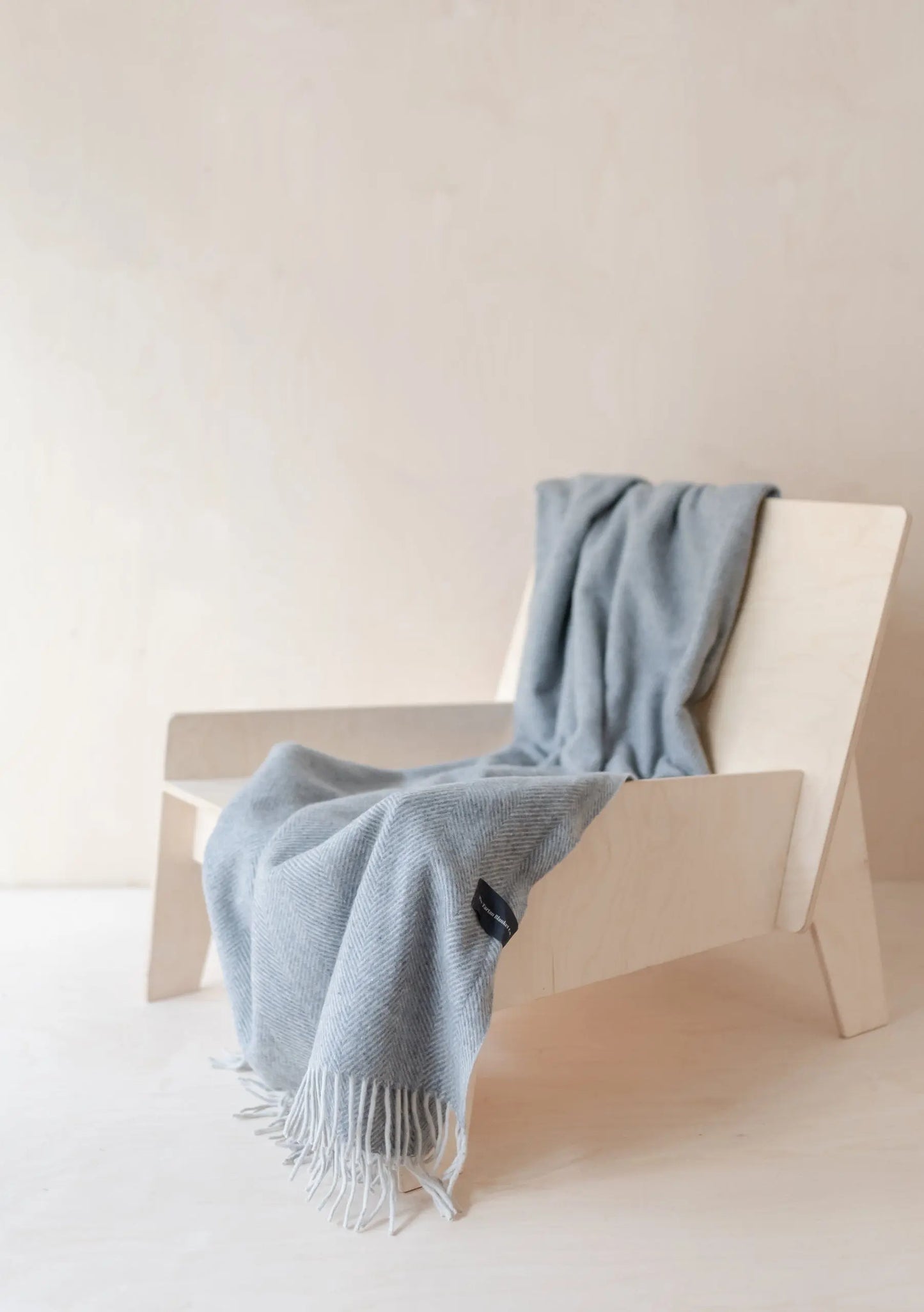 Grey Herringbone Wool Blanket TartanBlanketCo