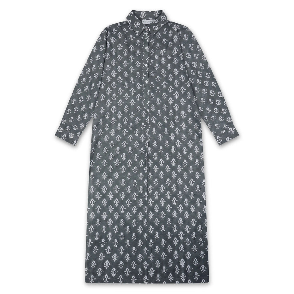 Grey Keya Block Printed Beach Shirt Dress Moochic