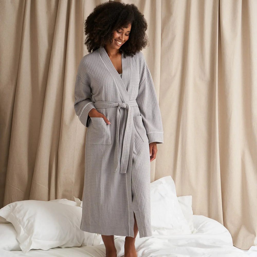 Grey Luxury Suite Waffle Robe Pretty You London